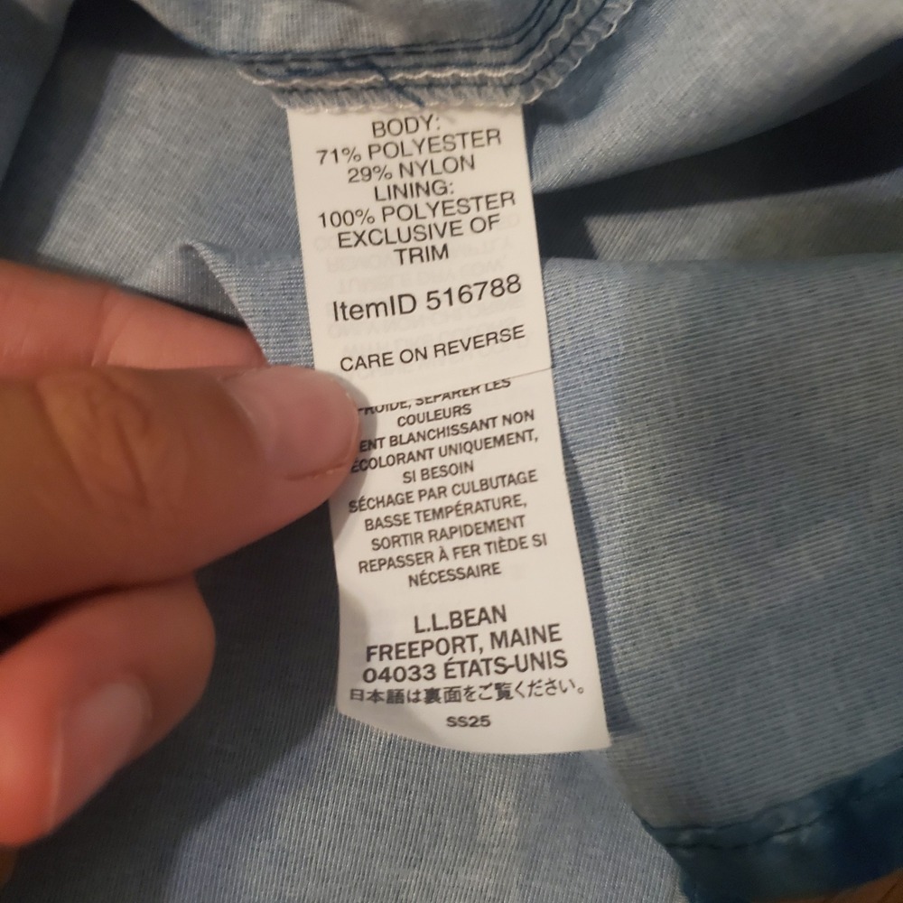 NWOT LL Bean Mens S Reg Fits Med Blue Tie Dye Short Sleeve Fishing Shirt Vented - Picture 7 of 10